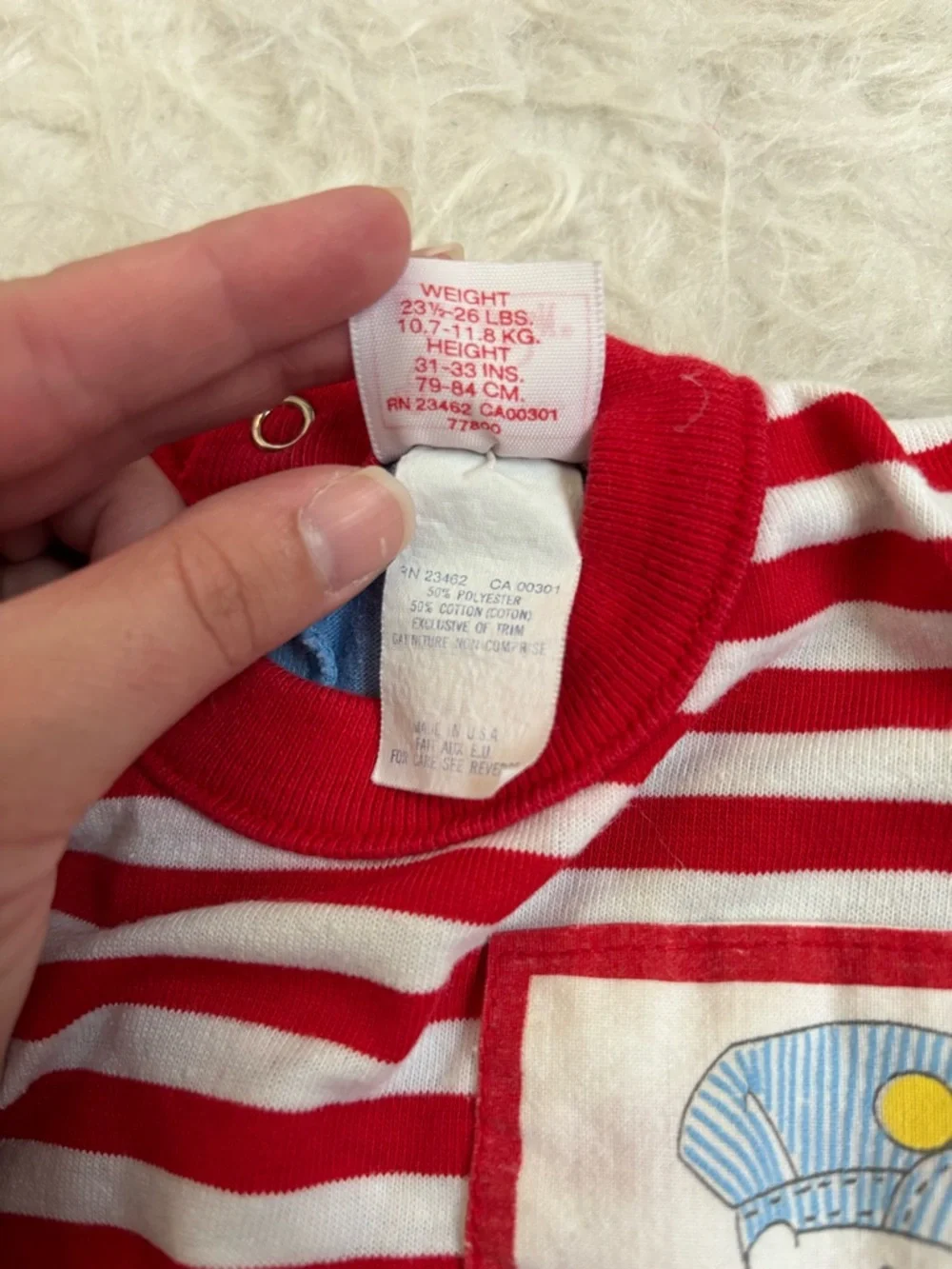 Buster Brown Vintage Red & Light Blue Striped Train Bubble Romper